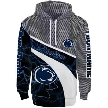customized penn state nittany lions hexagonal mesh blue black gray hoodie best selling