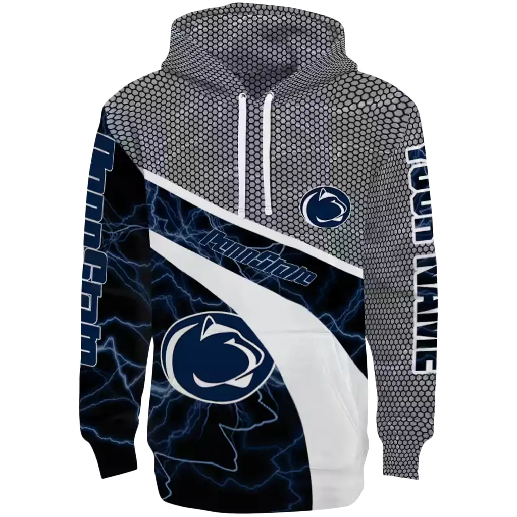 customized penn state nittany lions hexagonal mesh blue black gray hoodie best selling customized penn state nittany lions hexagonal mesh blue black gray hoodie best selling