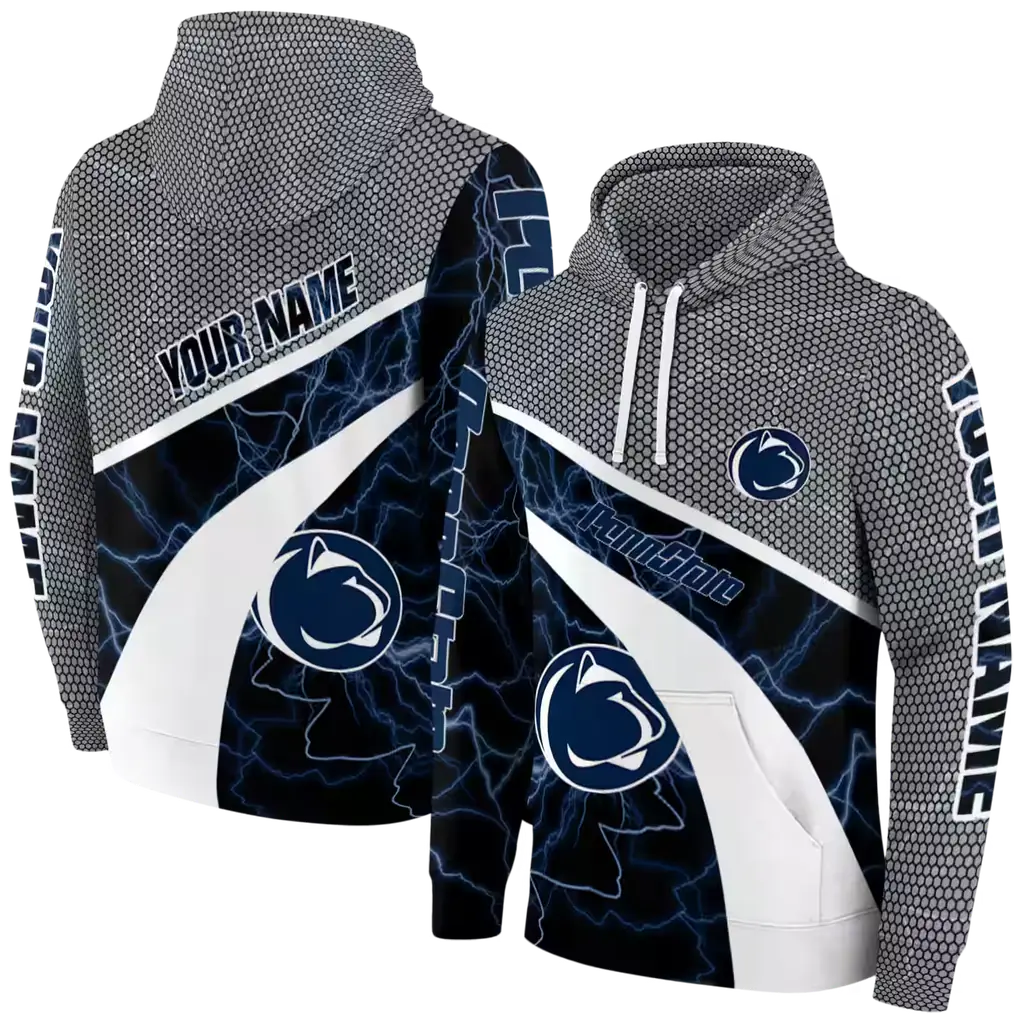customized penn state nittany lions hexagonal mesh blue black gray hoodie fashion forward customized penn state nittany lions hexagonal mesh blue black gray hoodie fashion forward