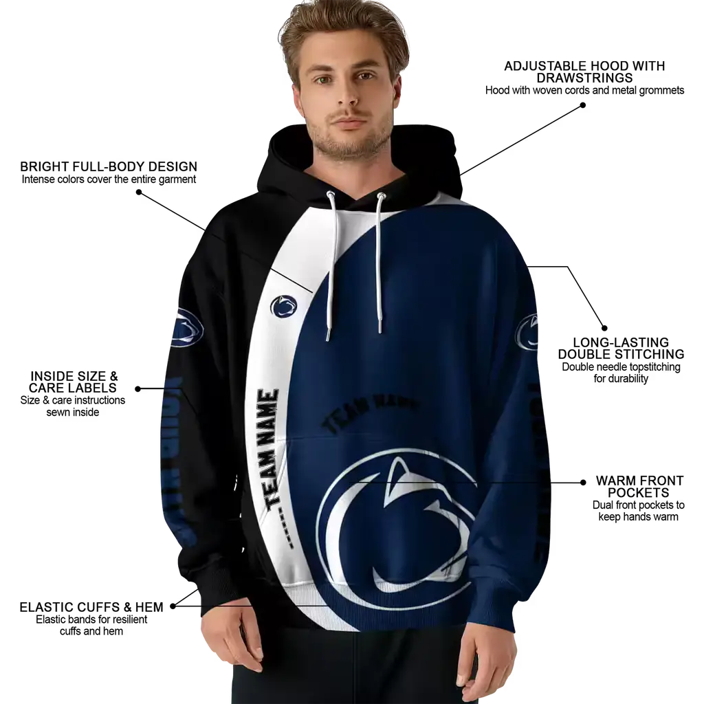 customized penn state nittany lions minimalist design blue black hoodie latest model customized penn state nittany lions minimalist design blue black hoodie latest model
