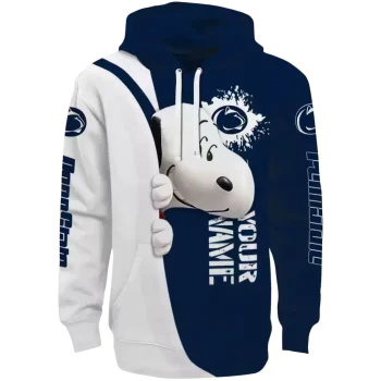 customized penn state nittany lions peeking snoopy blue hoodie best selling