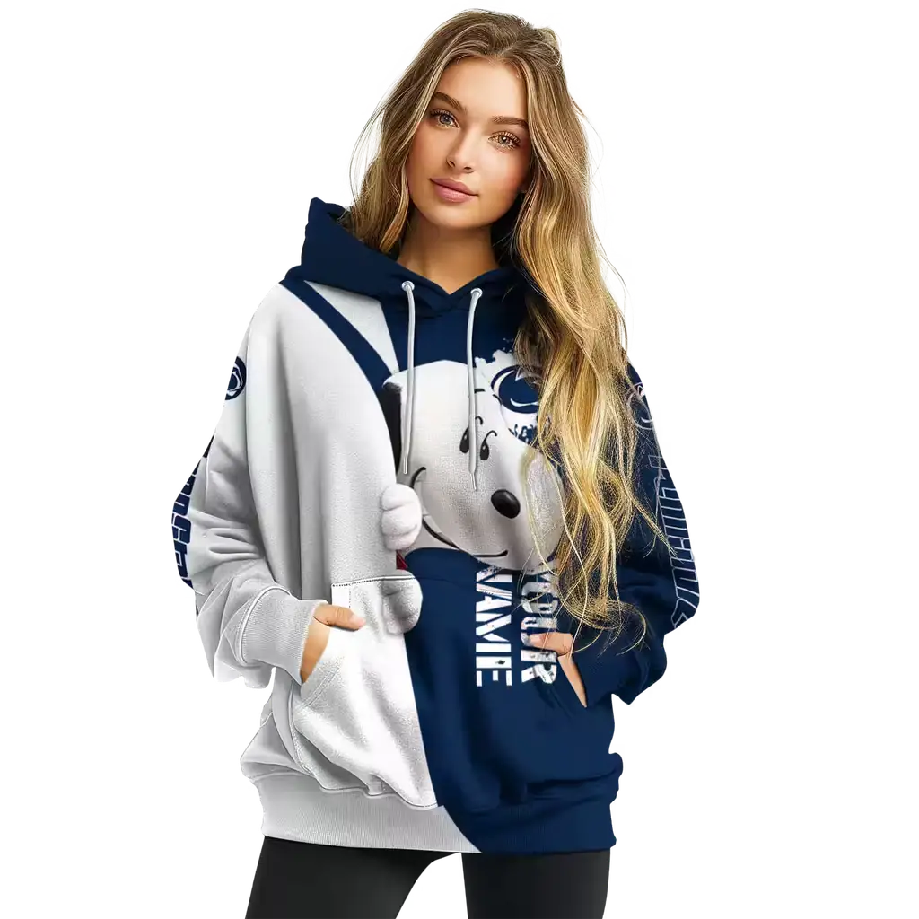 customized penn state nittany lions peeking snoopy blue hoodie high quality customized penn state nittany lions peeking snoopy blue hoodie high quality