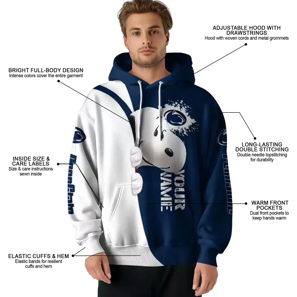 customized penn state nittany lions peeking snoopy blue hoodie latest model customized penn state nittany lions peeking snoopy blue hoodie latest model