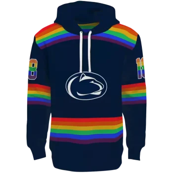 customized penn state nittany lions rainbow stripes blue hoodie best selling