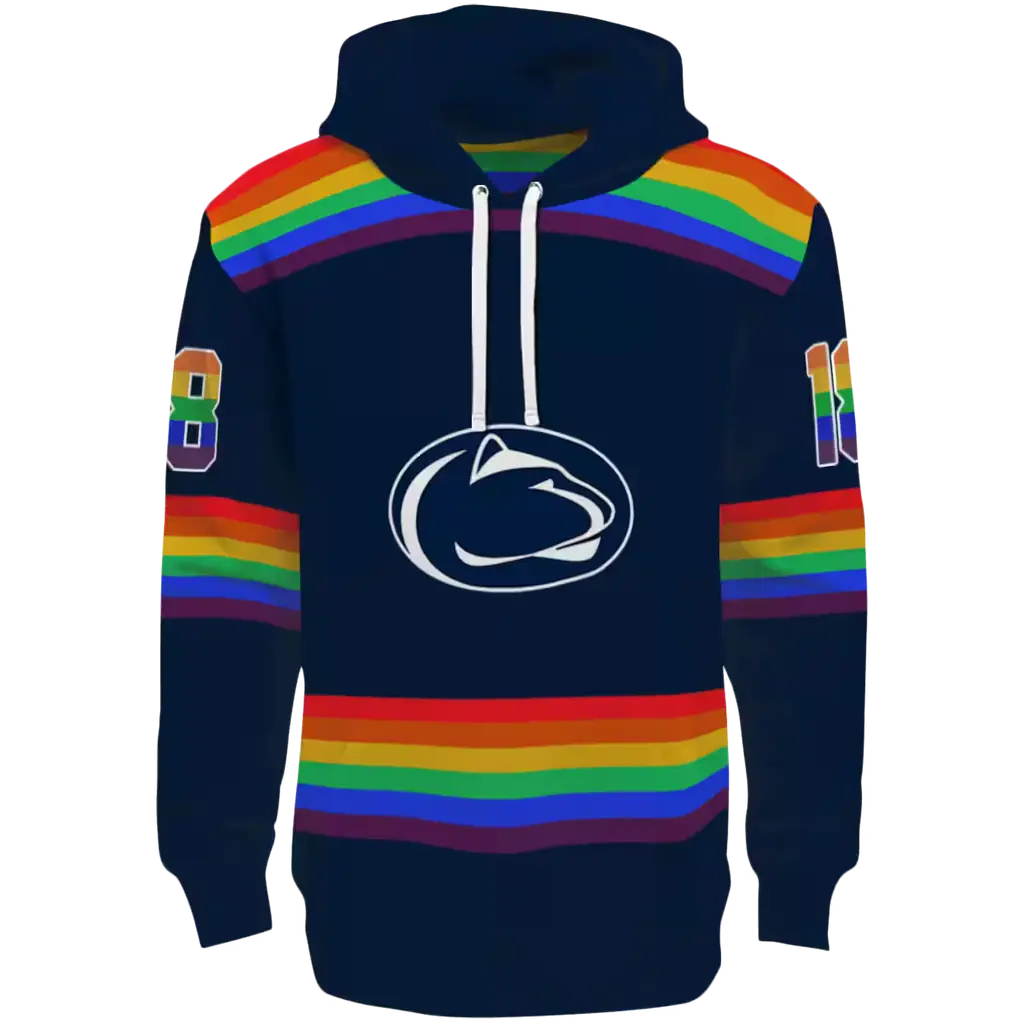 customized penn state nittany lions rainbow stripes blue hoodie best selling customized penn state nittany lions rainbow stripes blue hoodie best selling