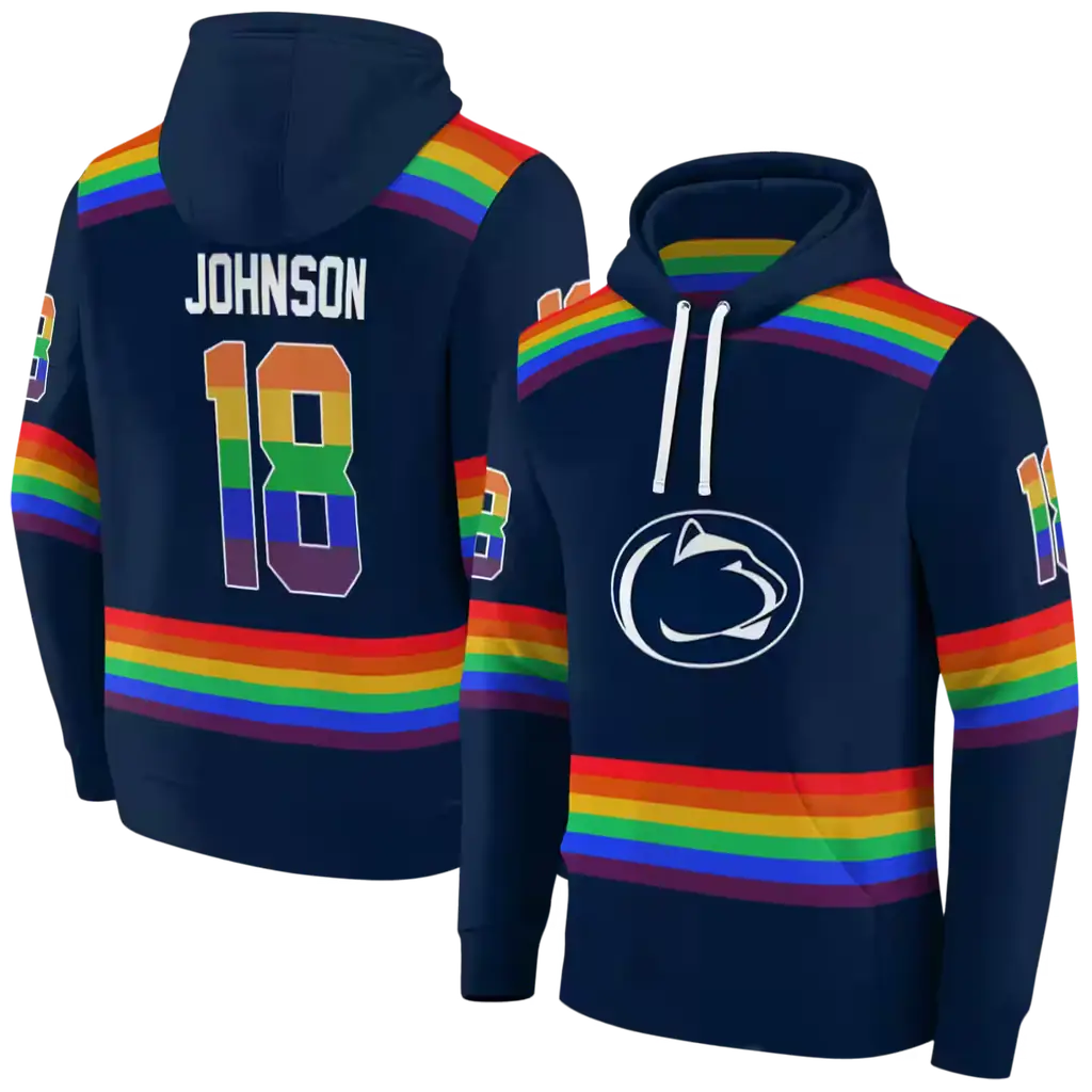 customized penn state nittany lions rainbow stripes blue hoodie fashion forward customized penn state nittany lions rainbow stripes blue hoodie fashion forward