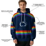 customized penn state nittany lions rainbow stripes blue hoodie best selling