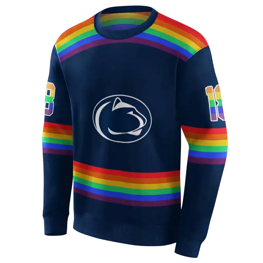 customized penn state nittany lions rainbow stripes blue hoodie new arrival customized penn state nittany lions rainbow stripes blue hoodie new arrival