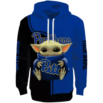 customized pittsburgh panthers baby yoda royal blue black hoodie best selling