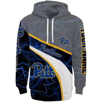 customized pittsburgh panthers hexagonal mesh royal blue black gray hoodie best selling