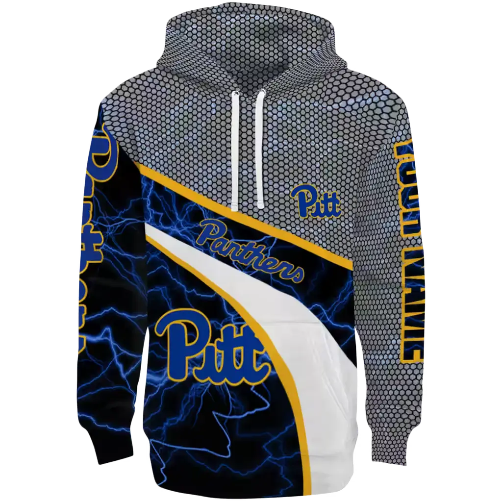customized pittsburgh panthers hexagonal mesh royal blue black gray hoodie best selling customized pittsburgh panthers hexagonal mesh royal blue black gray hoodie best selling