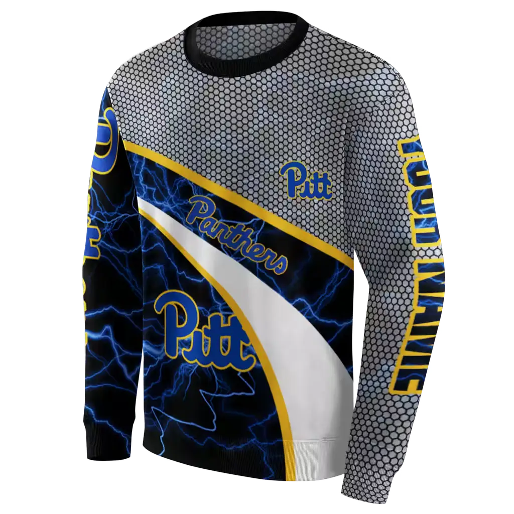 customized pittsburgh panthers hexagonal mesh royal blue black gray hoodie new arrival customized pittsburgh panthers hexagonal mesh royal blue black gray hoodie new arrival