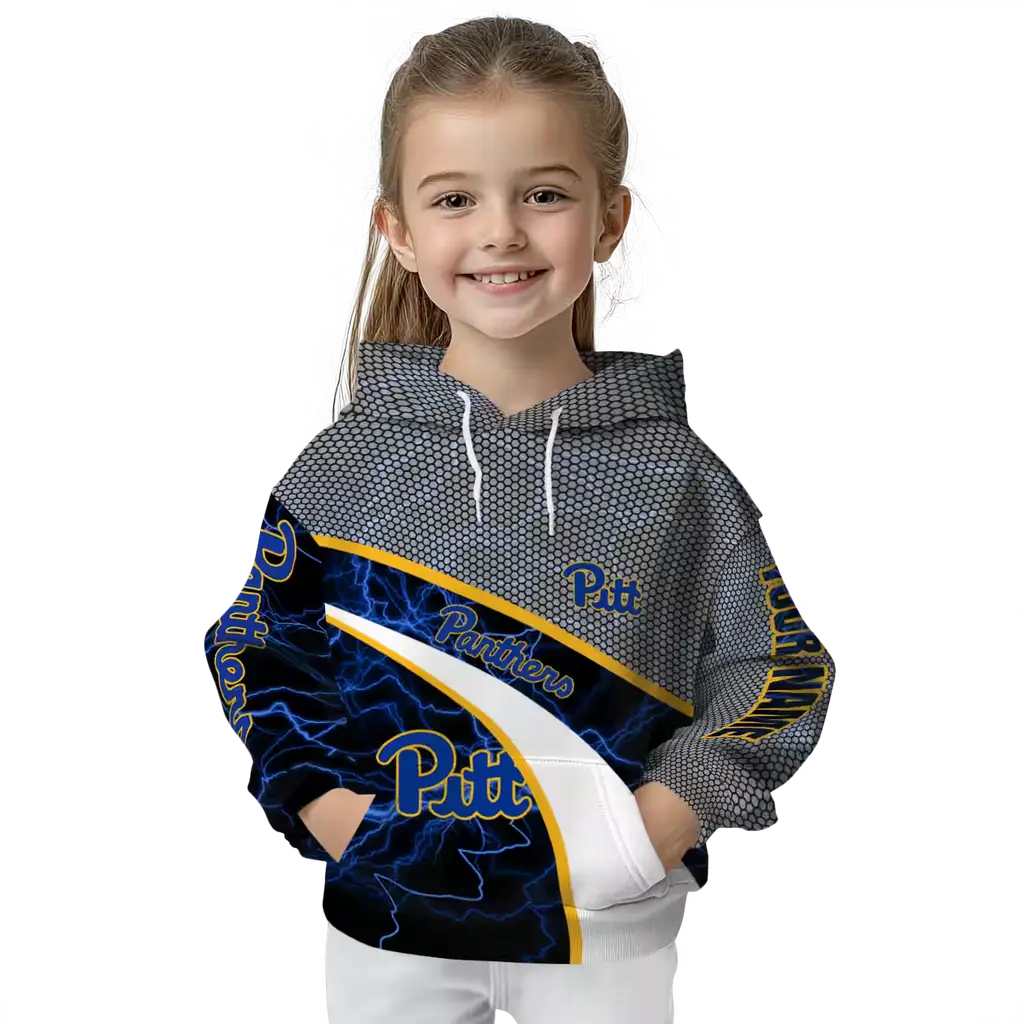 customized pittsburgh panthers hexagonal mesh royal blue black gray hoodie top rated customized pittsburgh panthers hexagonal mesh royal blue black gray hoodie top rated
