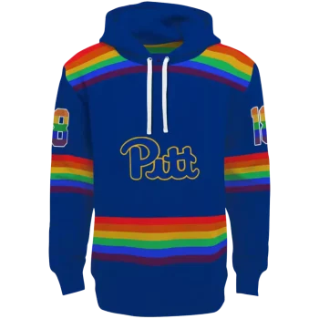 customized pittsburgh panthers rainbow stripes royal blue hoodie best selling
