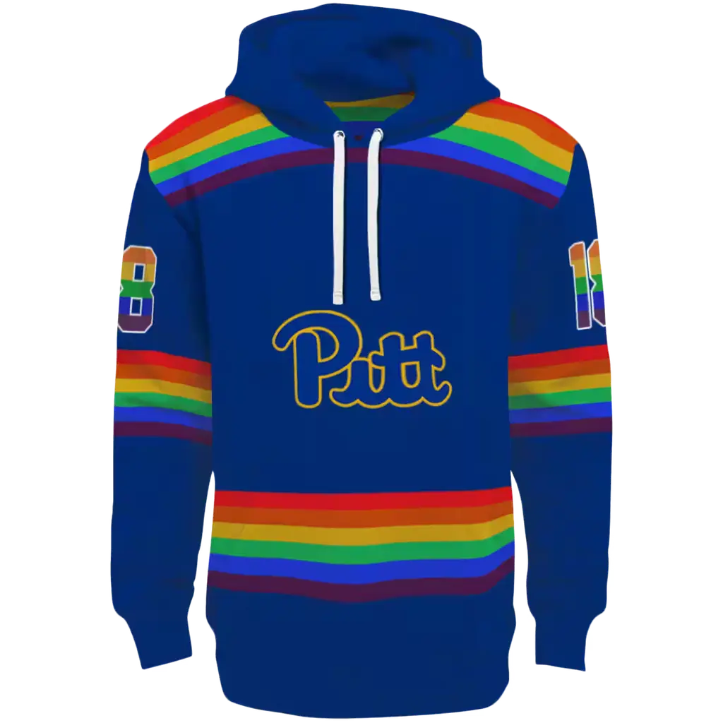 customized pittsburgh panthers rainbow stripes royal blue hoodie best selling customized pittsburgh panthers rainbow stripes royal blue hoodie best selling