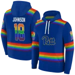 customized pittsburgh panthers rainbow stripes royal blue hoodie best selling