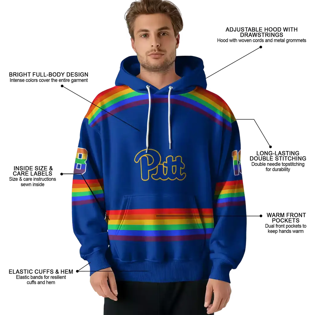 customized pittsburgh panthers rainbow stripes royal blue hoodie latest model customized pittsburgh panthers rainbow stripes royal blue hoodie latest model