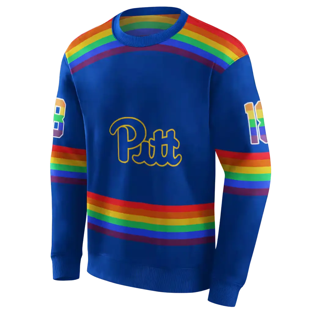 customized pittsburgh panthers rainbow stripes royal blue hoodie new arrival customized pittsburgh panthers rainbow stripes royal blue hoodie new arrival