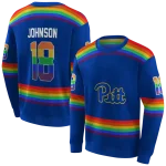 customized pittsburgh panthers rainbow stripes royal blue hoodie best selling