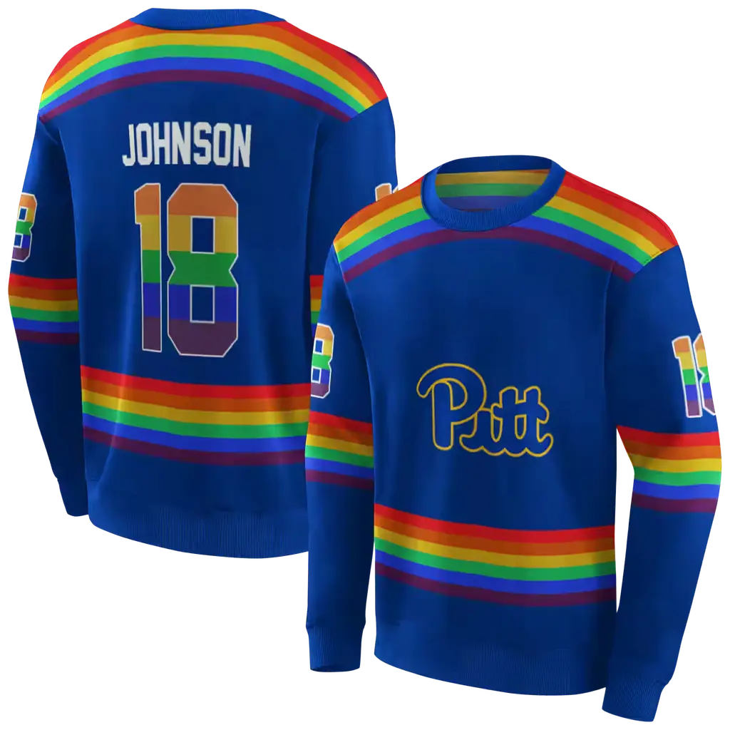 customized pittsburgh panthers rainbow stripes royal blue hoodie premium grade customized pittsburgh panthers rainbow stripes royal blue hoodie premium grade
