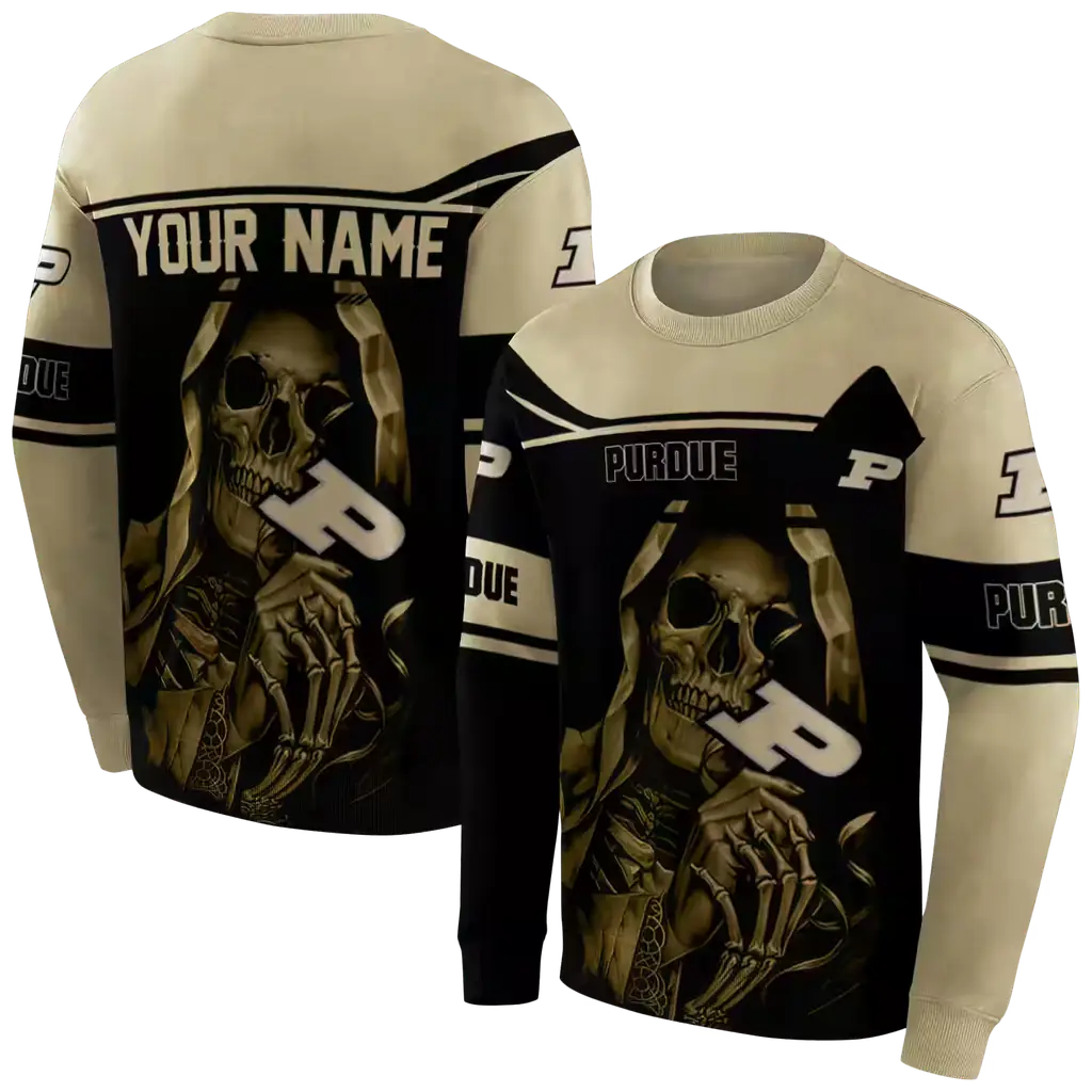 customized purdue boilermakers grim reaper gold black hoodie premium grade customized purdue boilermakers grim reaper gold black hoodie premium grade