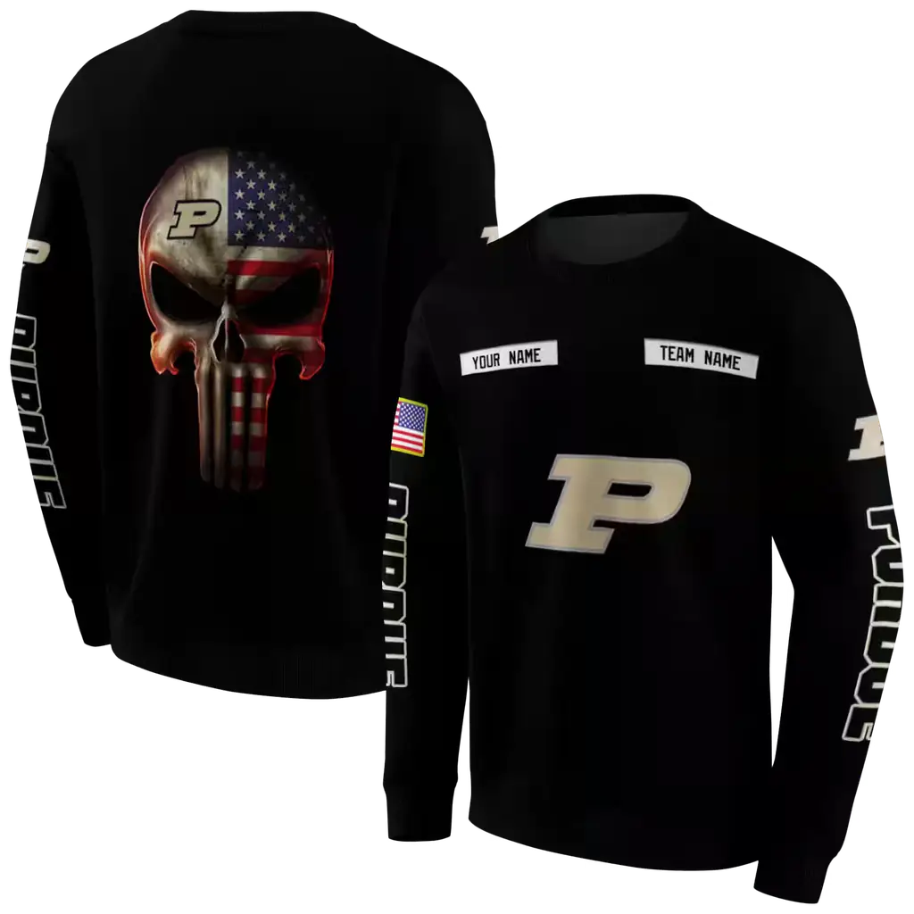 customized purdue boilermakers punisher skull black hoodie premium grade customized purdue boilermakers punisher skull black hoodie premium grade