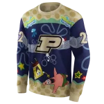 customized purdue boilermakers spongebob patrick star gold navy hoodie best selling