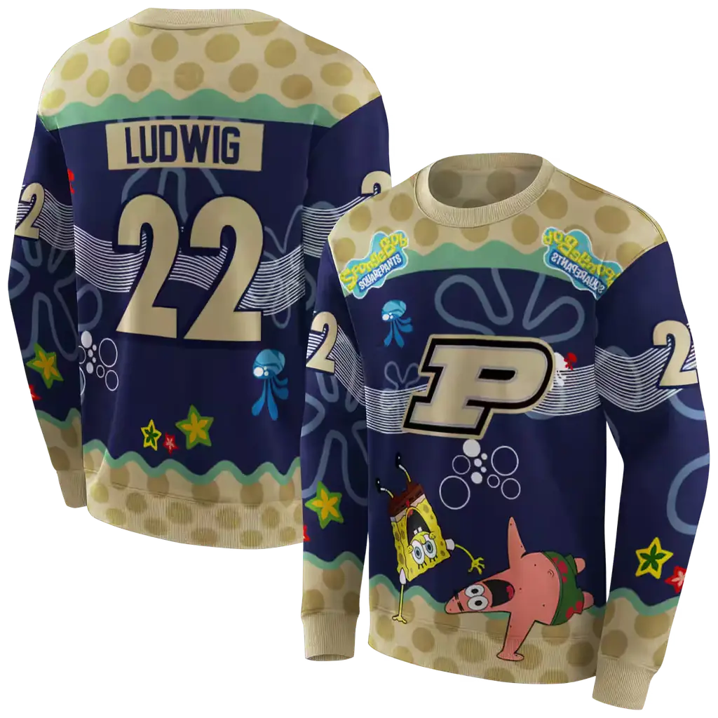 customized purdue boilermakers spongebob patrick star gold navy hoodie premium grade customized purdue boilermakers spongebob patrick star gold navy hoodie premium grade