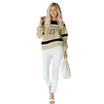 customized purdue boilermakers striped pattern gold hoodie best selling