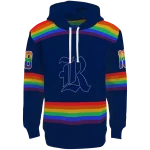 customized rice owls rainbow stripes navy blue hoodie best selling