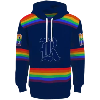 customized rice owls rainbow stripes navy blue hoodie best selling
