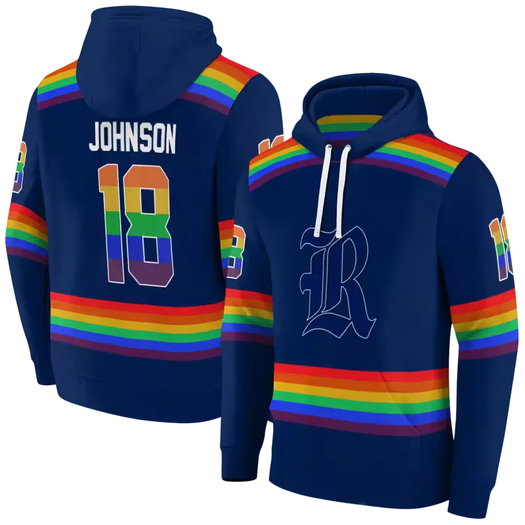 customized rice owls rainbow stripes navy blue hoodie fashion forward customized rice owls rainbow stripes navy blue hoodie fashion forward