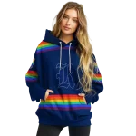 customized rice owls rainbow stripes navy blue hoodie best selling