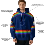 customized rice owls rainbow stripes navy blue hoodie best selling