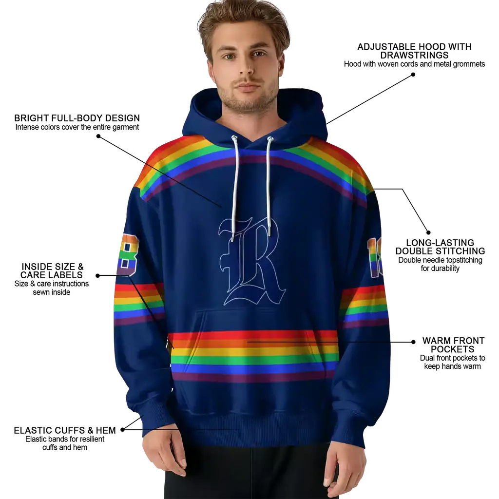 customized rice owls rainbow stripes navy blue hoodie latest model customized rice owls rainbow stripes navy blue hoodie latest model