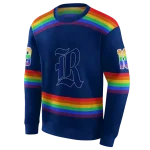 customized rice owls rainbow stripes navy blue hoodie best selling