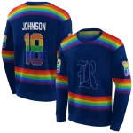 customized rice owls rainbow stripes navy blue hoodie best selling