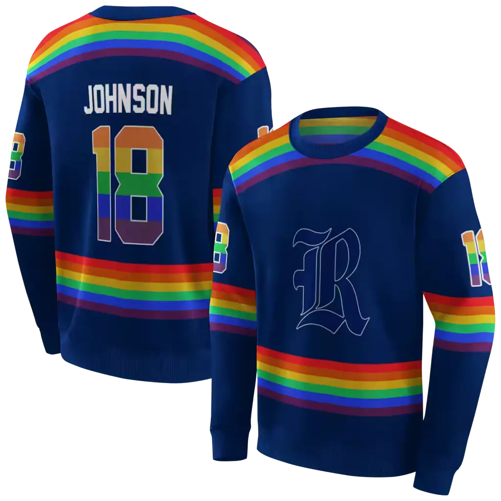 customized rice owls rainbow stripes navy blue hoodie premium grade customized rice owls rainbow stripes navy blue hoodie premium grade