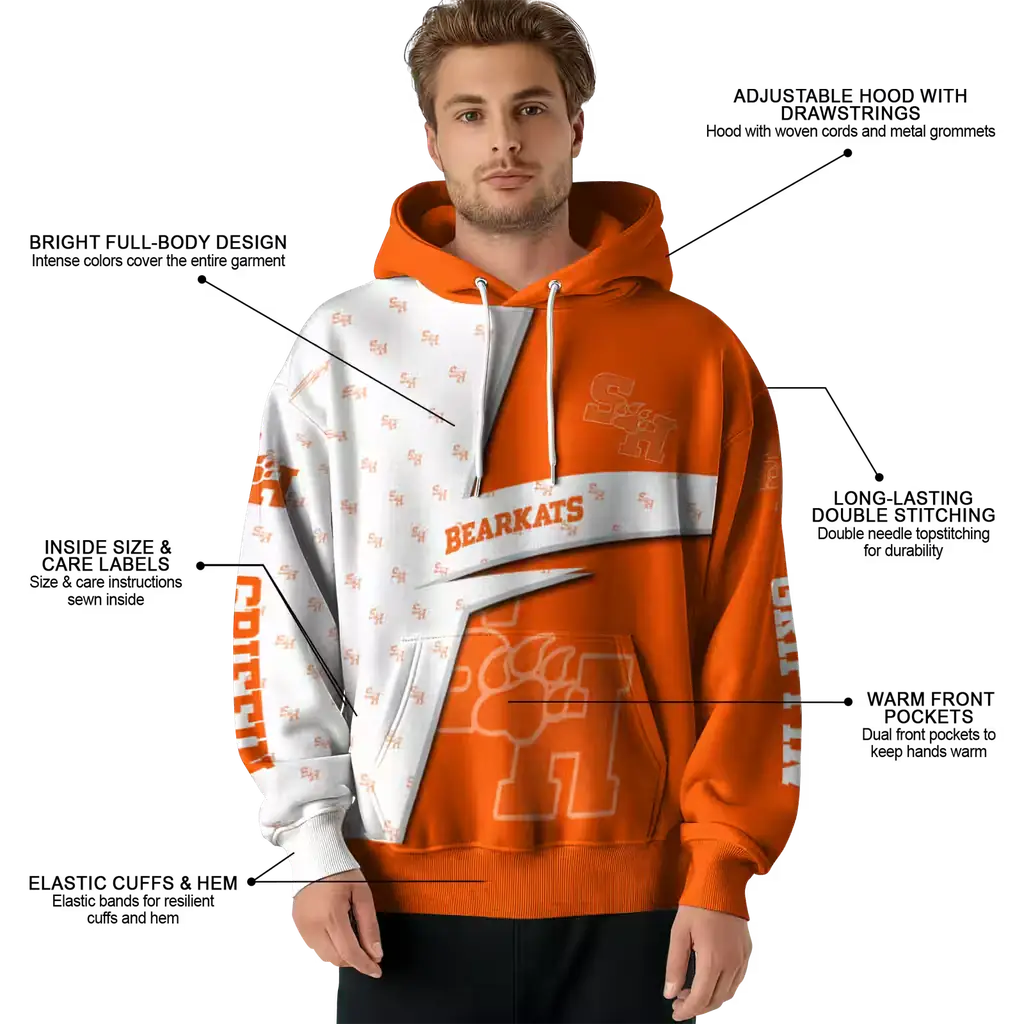 customized sam houston bearkats abstract shape orange hoodie latest model customized sam houston bearkats abstract shape orange hoodie latest model
