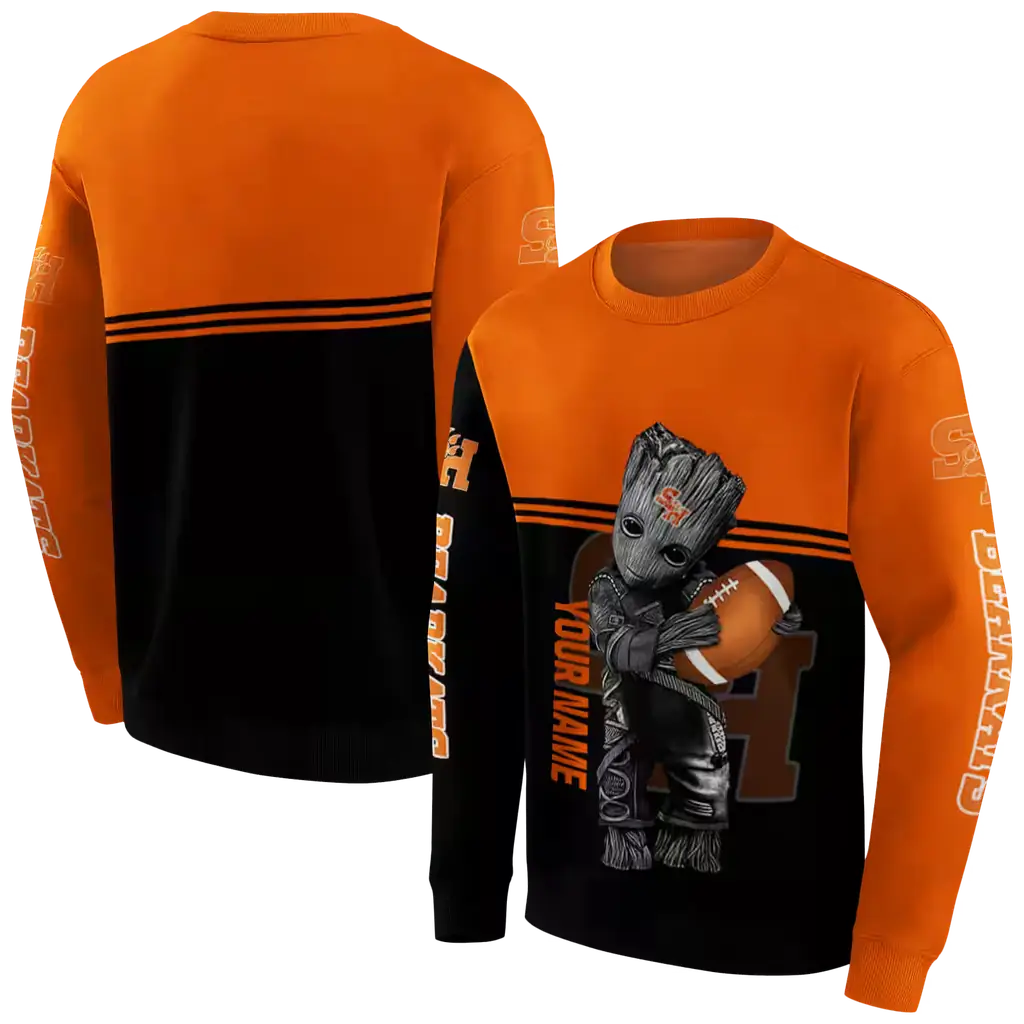 customized sam houston bearkats baby groot orange black hoodie premium grade customized sam houston bearkats baby groot orange black hoodie premium grade