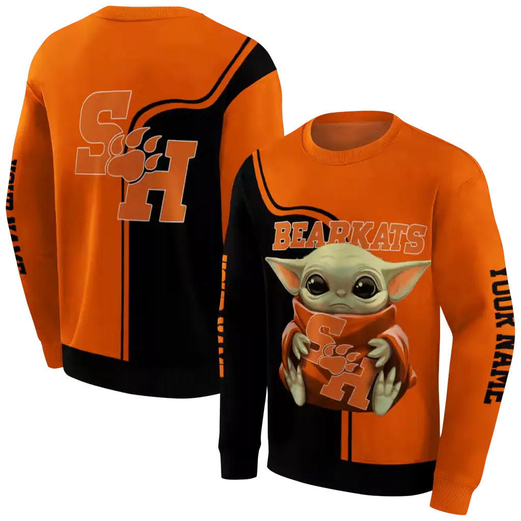 customized sam houston bearkats baby yoda orange black hoodie premium grade customized sam houston bearkats baby yoda orange black hoodie premium grade