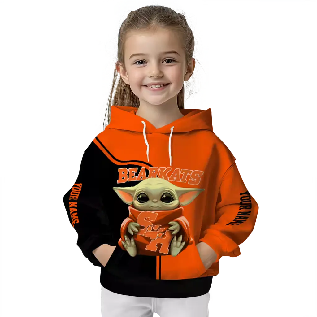 customized sam houston bearkats baby yoda orange black hoodie top rated customized sam houston bearkats baby yoda orange black hoodie top rated