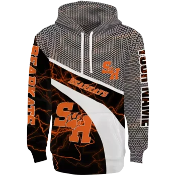 customized sam houston bearkats hexagonal mesh orange black gray hoodie best selling