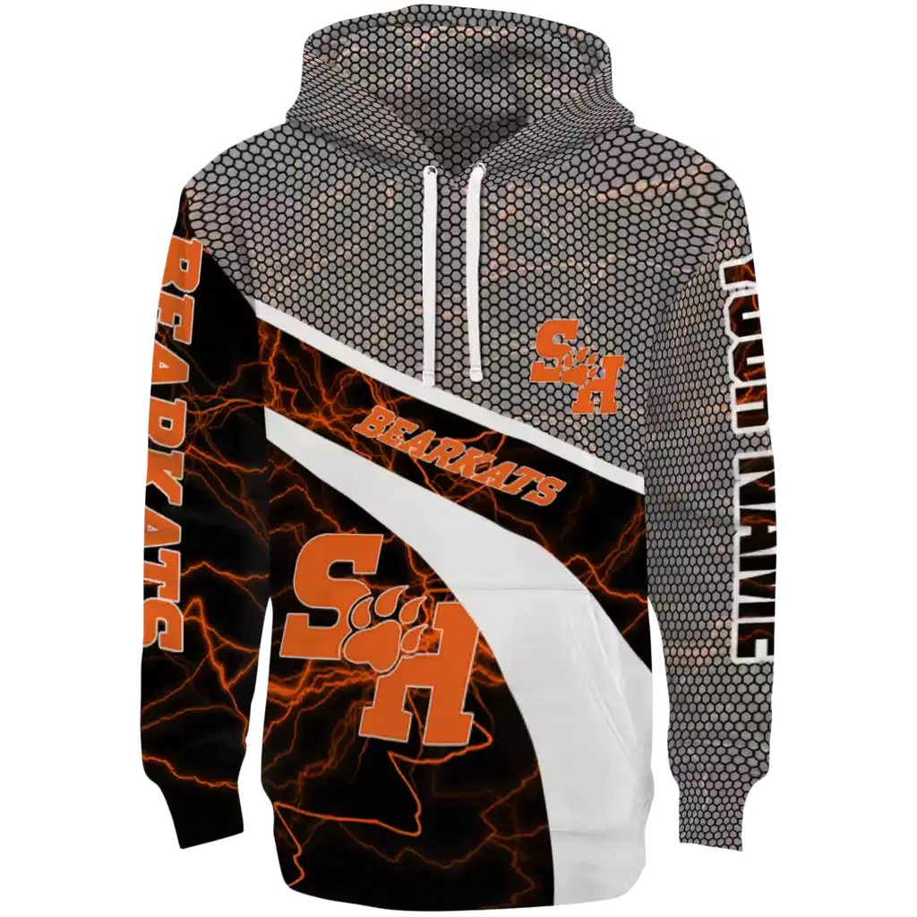 customized sam houston bearkats hexagonal mesh orange black gray hoodie best selling customized sam houston bearkats hexagonal mesh orange black gray hoodie best selling