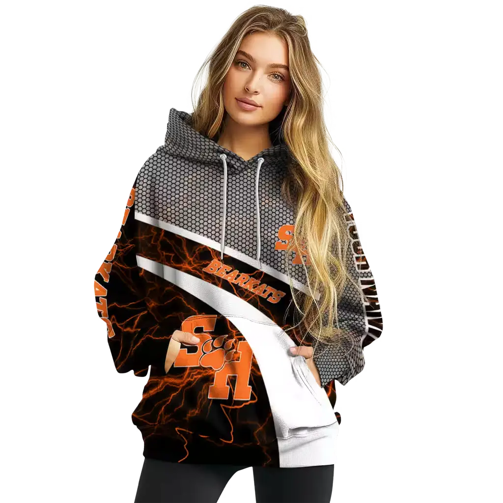 customized sam houston bearkats hexagonal mesh orange black gray hoodie high quality customized sam houston bearkats hexagonal mesh orange black gray hoodie high quality
