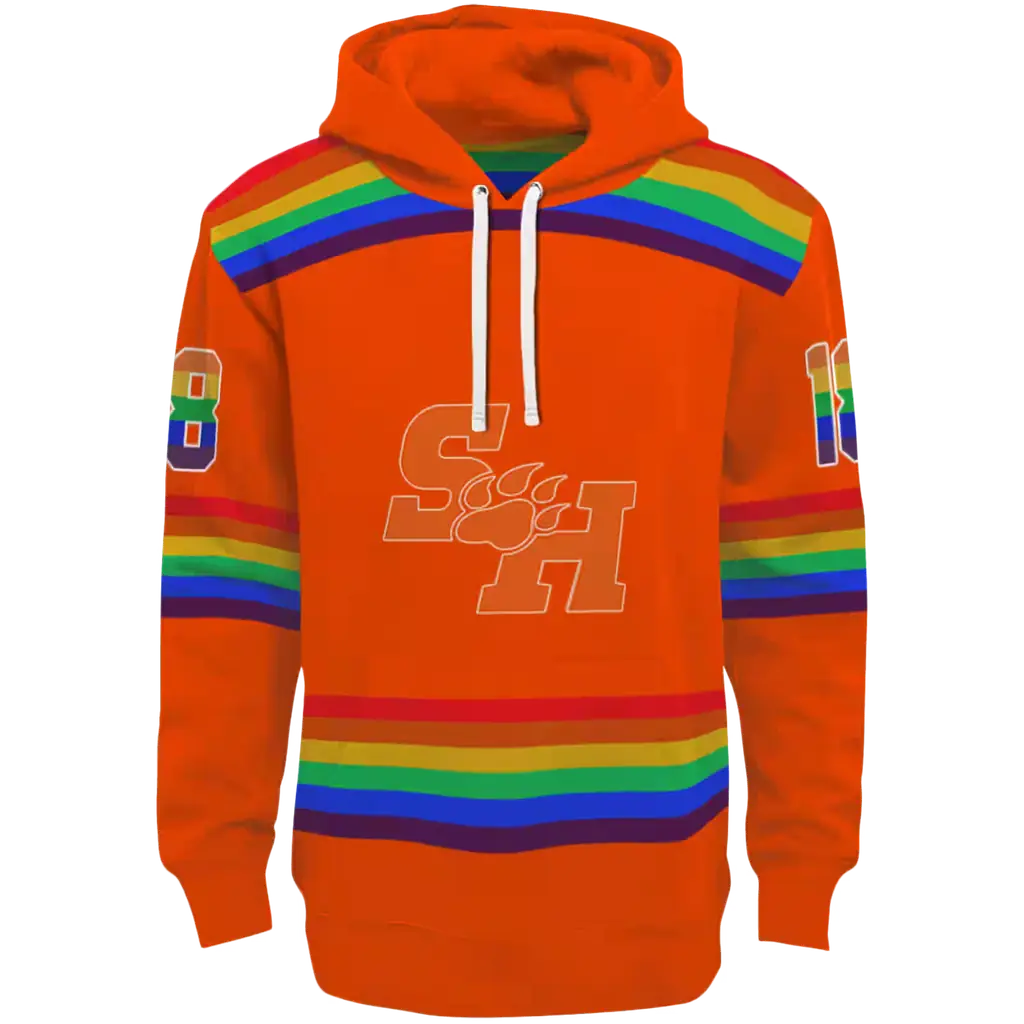 customized sam houston bearkats rainbow stripes orange hoodie best selling customized sam houston bearkats rainbow stripes orange hoodie best selling
