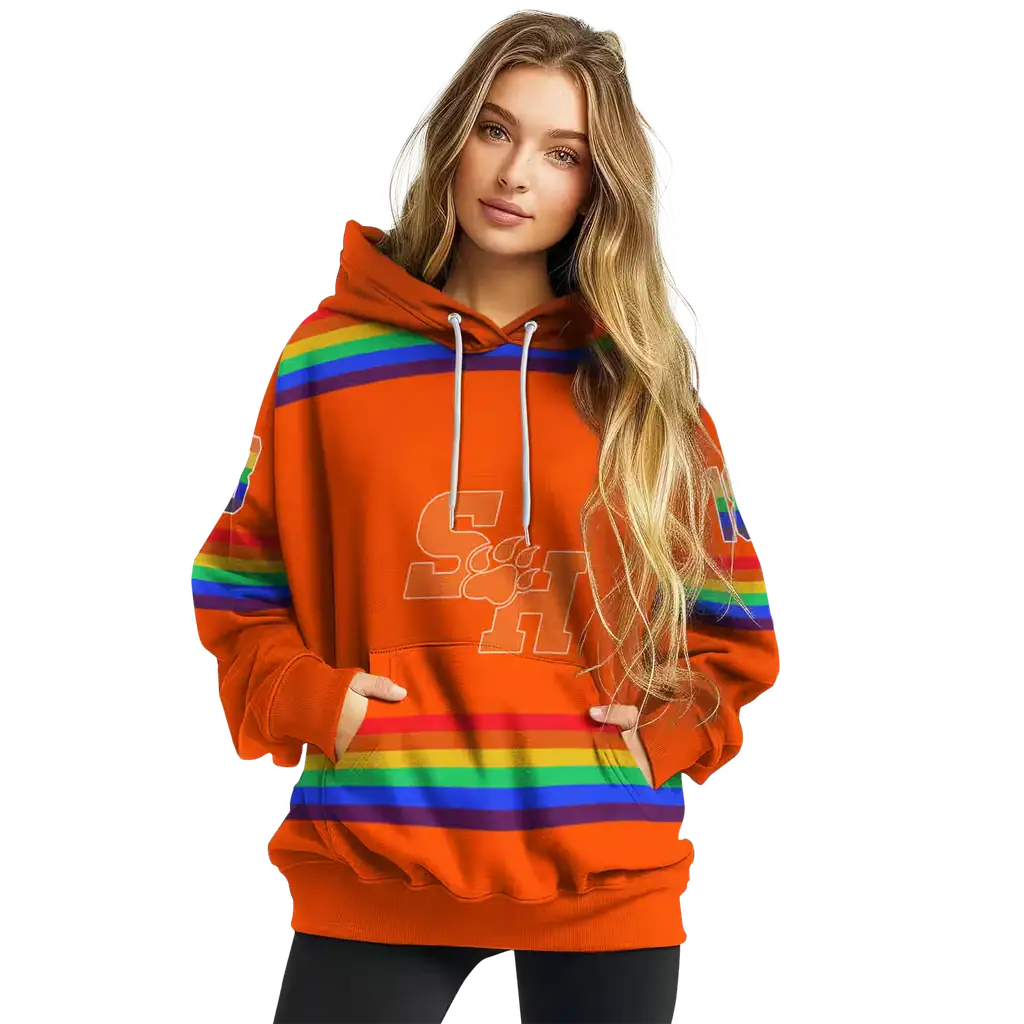 customized sam houston bearkats rainbow stripes orange hoodie high quality customized sam houston bearkats rainbow stripes orange hoodie high quality