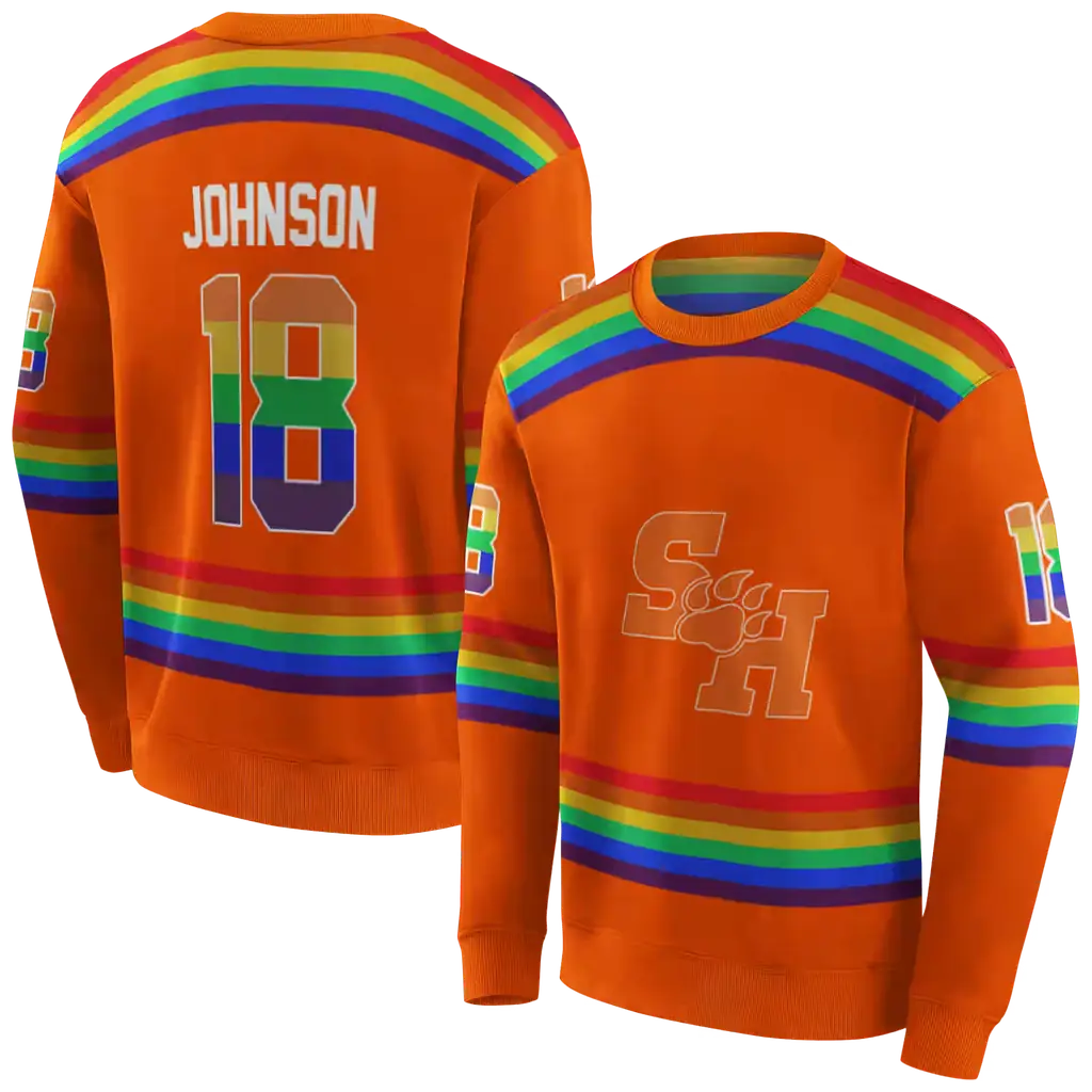 customized sam houston bearkats rainbow stripes orange hoodie premium grade customized sam houston bearkats rainbow stripes orange hoodie premium grade