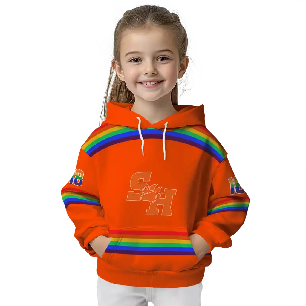 customized sam houston bearkats rainbow stripes orange hoodie top rated customized sam houston bearkats rainbow stripes orange hoodie top rated