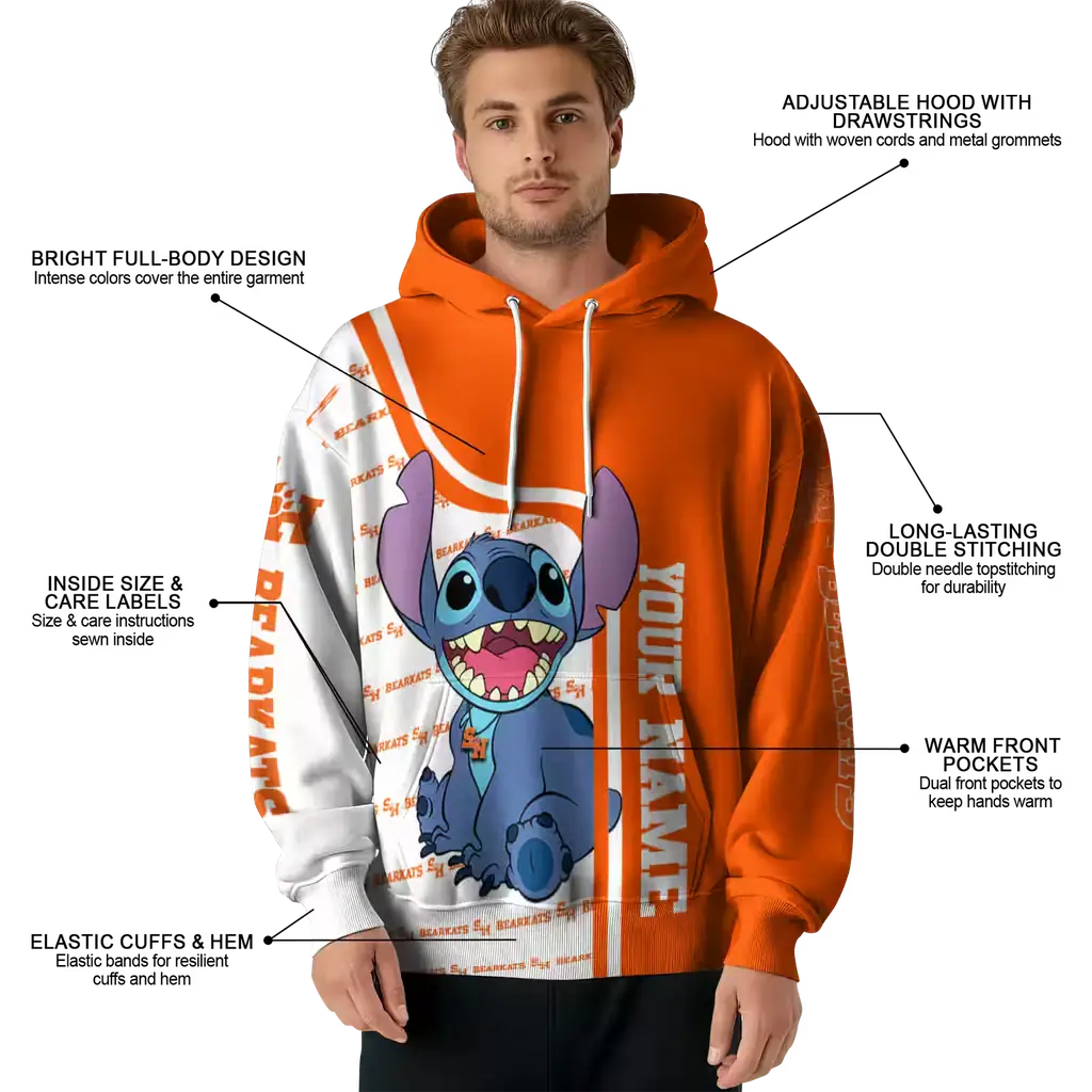 customized sam houston bearkats stitch orange hoodie latest model customized sam houston bearkats stitch orange hoodie latest model